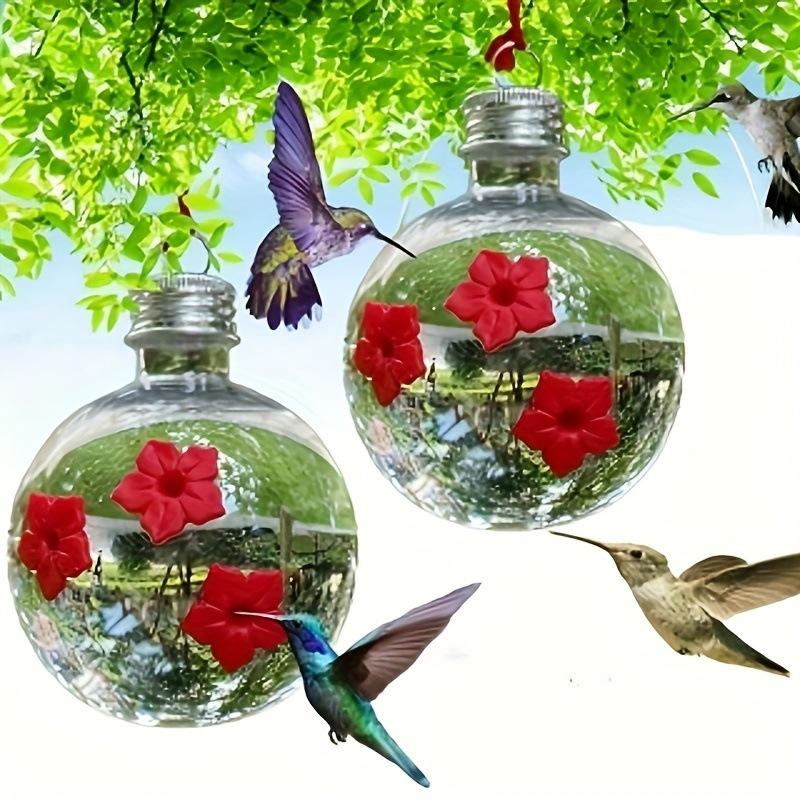 Bird Water Feeder Park Spherical Bird Water Feeder Hanging Bird Feeder Outdoor Three-hole Hummingbird Water Feeder 1Pcs белый
