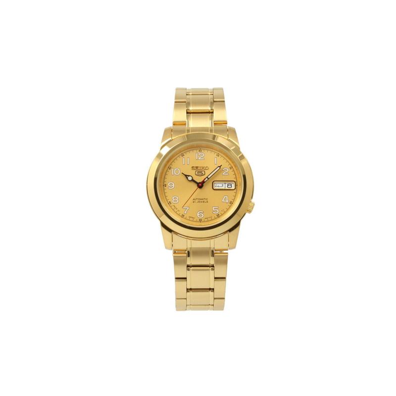 SEIKO Fashion 30m Waterproof Automatic Steel Strap 37mm Men s Watch Gold Dial SNKK38J золотой