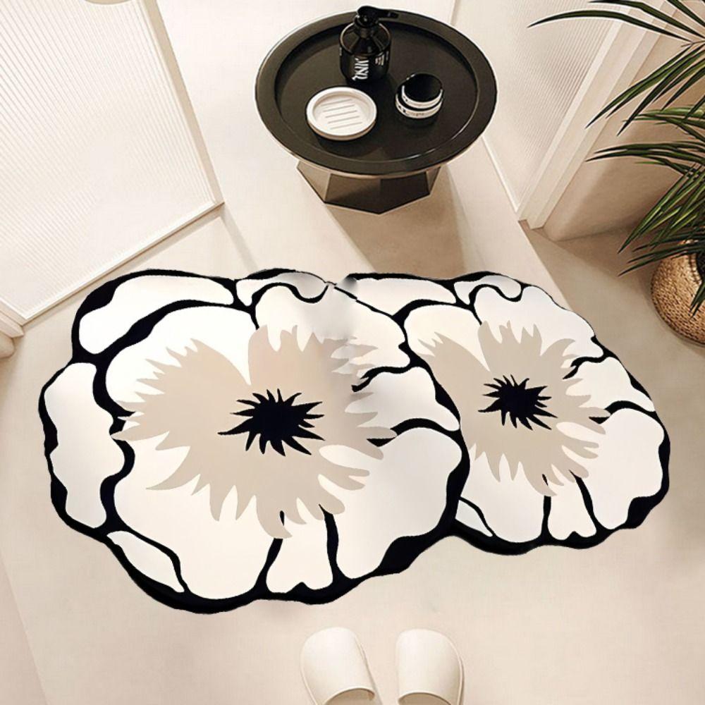 Beautiful Floor Mat Anti-Fouling Entry Door Mat Carpet Rug Flower Pattern Non-Slip Mat Toilet