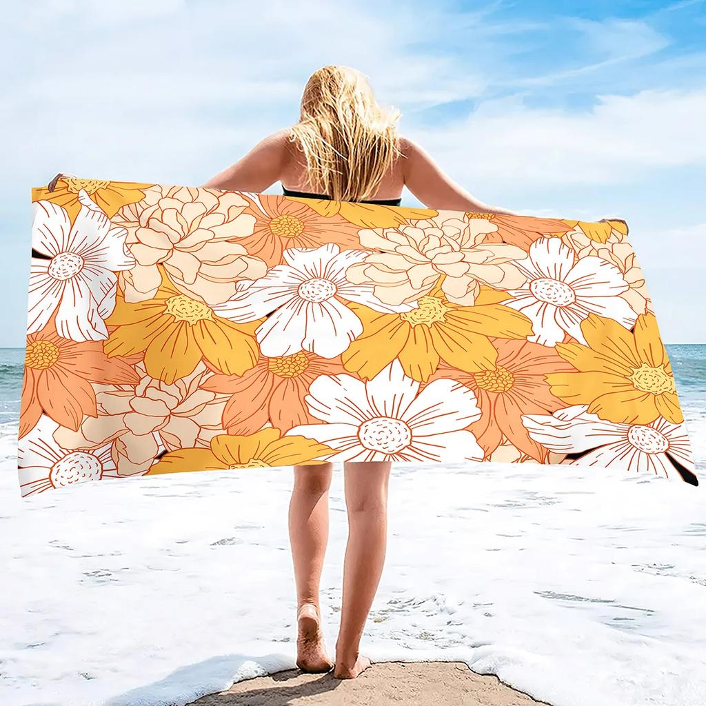 Vintage Floral Beach Towel Microfiber Quick Dry Botanical Flower Bath Towel Oversized Sand Free Travel Swim Decor Gift for Women