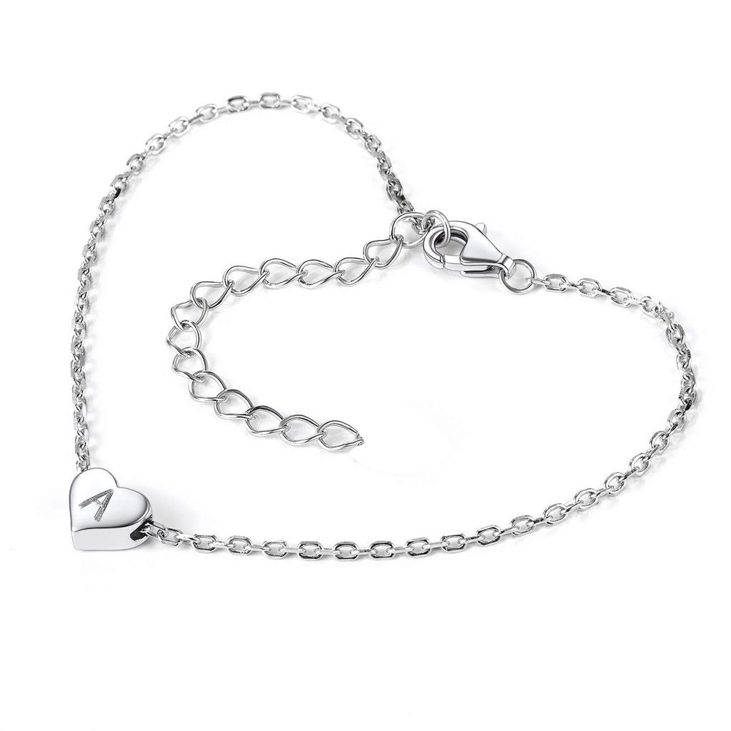 Initial Heart Bracelet Bracelets 925 Chain Bracelets For Women Teen Girls - Letter A