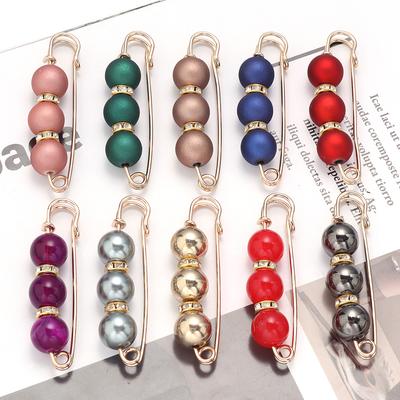 5pcs/Lot Color Imitation Pearl Brooches Rhinestone Pants Fixed Pins for Garment Decoration Waist Clips Brooch Supplies