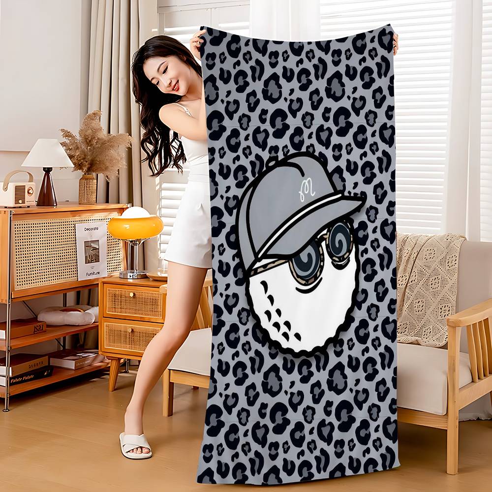 L-Leisure M-Malbones Golf Beach Towel Cartoon Cute Summer Kids Large Bath Pool Beach Towel Microfiber Absorbent For Swimming