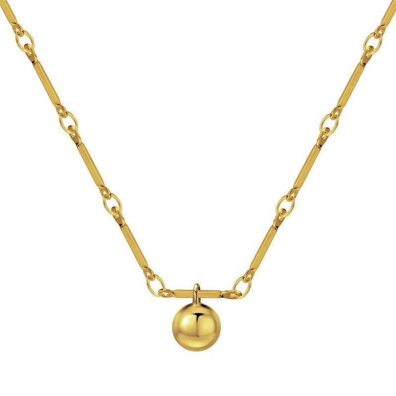 Round Ball Necklace Retro Geometric Collarbone Chain Temperament Titanium Steel Necklace Women'S Niche Design Sweater Chain Necklace