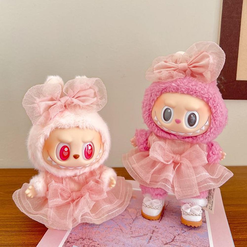 For 17cm Labubu Doll Clothes Fashion Clothes Gauzy Skirt Doll Clothes Hat Dolls Accessories Cute Decoration Little Cloths