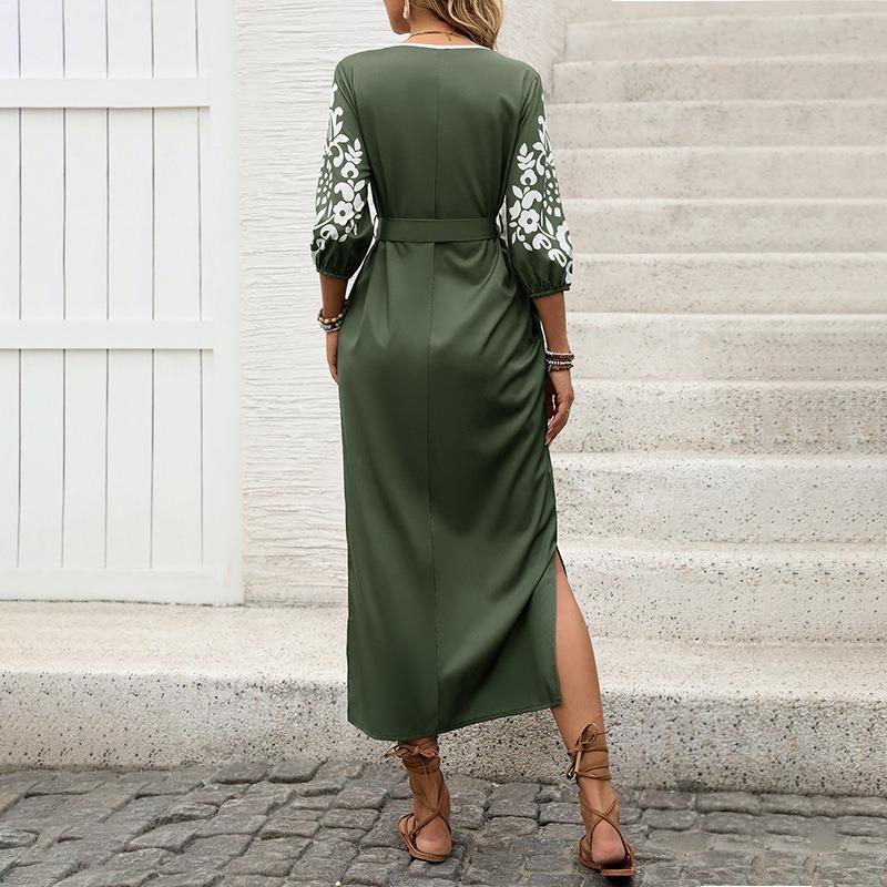 Women's Leisure Holiday Personality Vintage National Style Print Split Dress