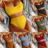 2023 new spiral pit strip U-shaped high-waisted bikini sexy swimsuit woman swimsuit