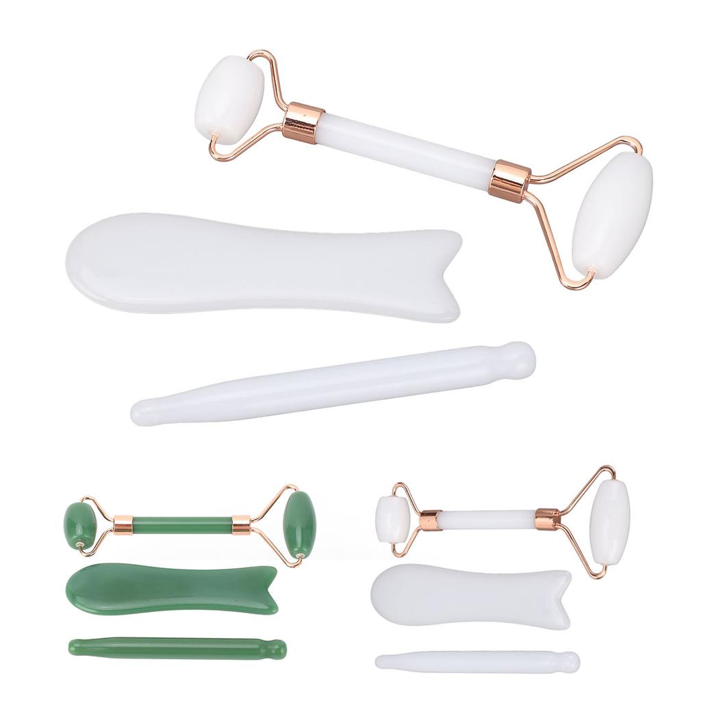 Jadestone Roller Massage Gua Sha Set Facial Manual Double Heads Jadestone Roller Massage Scraping Se