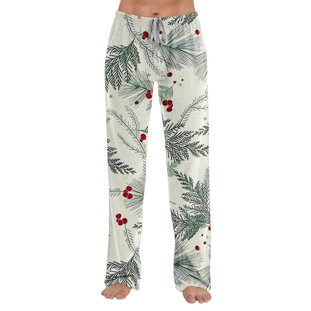 Women's Christmas Print Loose Fit Pajama Pants for Sleep and Home Relaxation