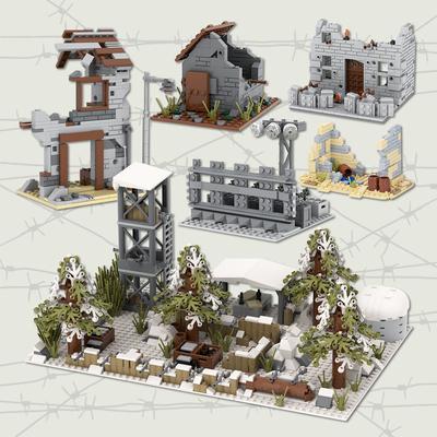 MOC WW2 Battlefield Brick Military Installation Gun Weapon Compatible Figure Building Block Toys For Children Adult Friends Gift