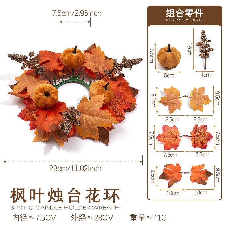 Künstlicher Ahornblatt Kürbis Kranz Thanksgiving Herbst Dekoration Tür Hänger Mit Kerzenhalter