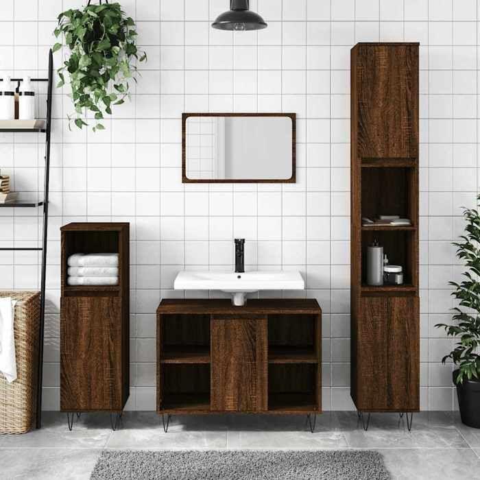 VidaXL Armoire salle de bain chêne marron 80x33x60cm bois d'ingénierie 831635