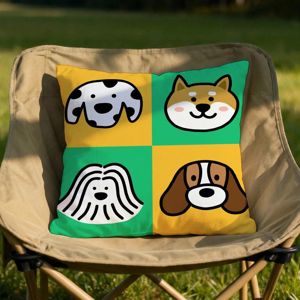 Cartoon Simple Cute Dog Cushion Cover Soft Reversible  Durable Pillow Cover  MultiScene Use for Home  Car Daily Comfort