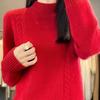Women's Short Loose Wool Turtleneck Sweater - Solid Color Long Sleeve Knitwear