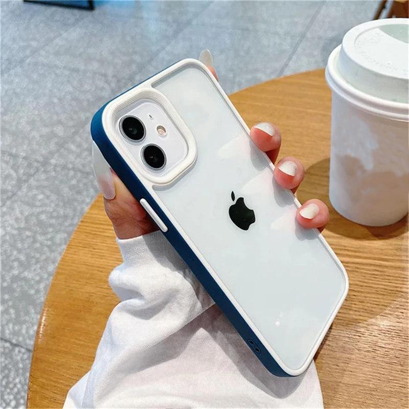 Luxury Transparent Candy Square Frame Case For iPhone 15 14 13 12 11 Pro Max Shockproof Bumper Clear Back Cover Phone Accessorie