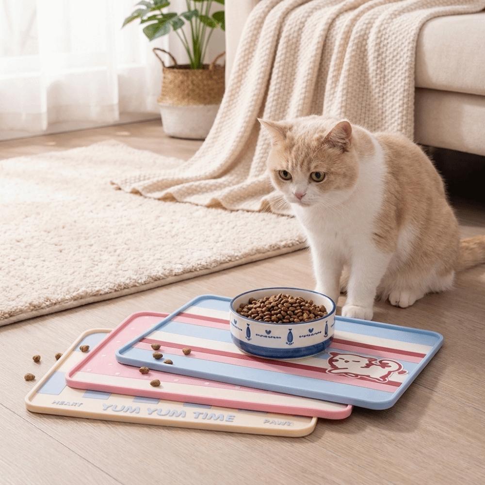 Anti-fouling Pet Placemat Non-slip Dog Food Bowl Mat Space Saving Pet Bowl Pad Floor Protector