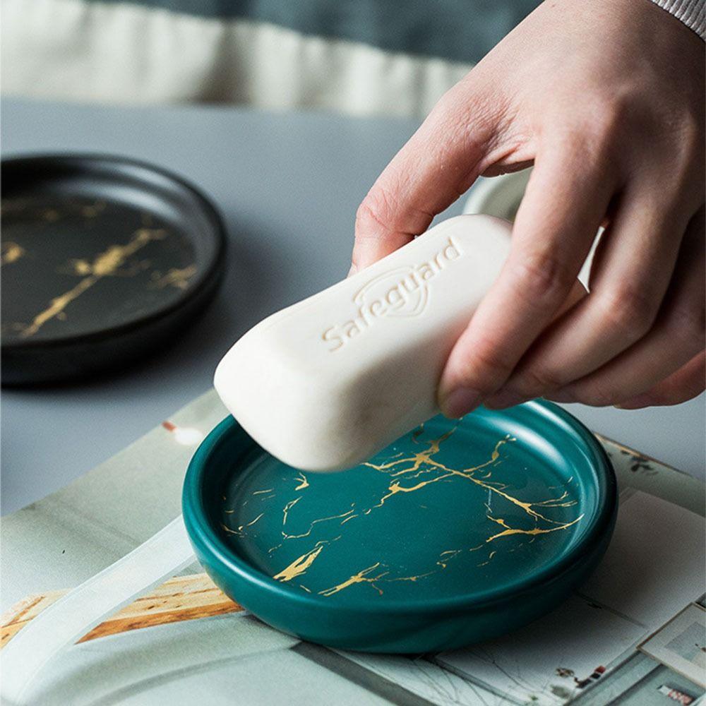 Lehká luxusní keramická krabička na mýdlo Snadno omyvatelná Vysoce kvalitní podnos na mýdlo Kulatý tvar Mýdlenka Kuchyně