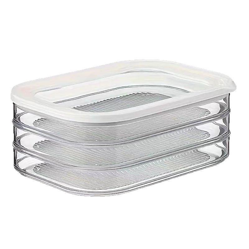 Three-Layer Transparent Food Storage Box for Cooked Meat and Bacon with Lid