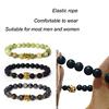 Leopard Head Beaded Bracelets for Men Women 8mm Rock Lava Stone Crown King Lion Charm Bracelet Set Natural Stone Elastic Jewelry