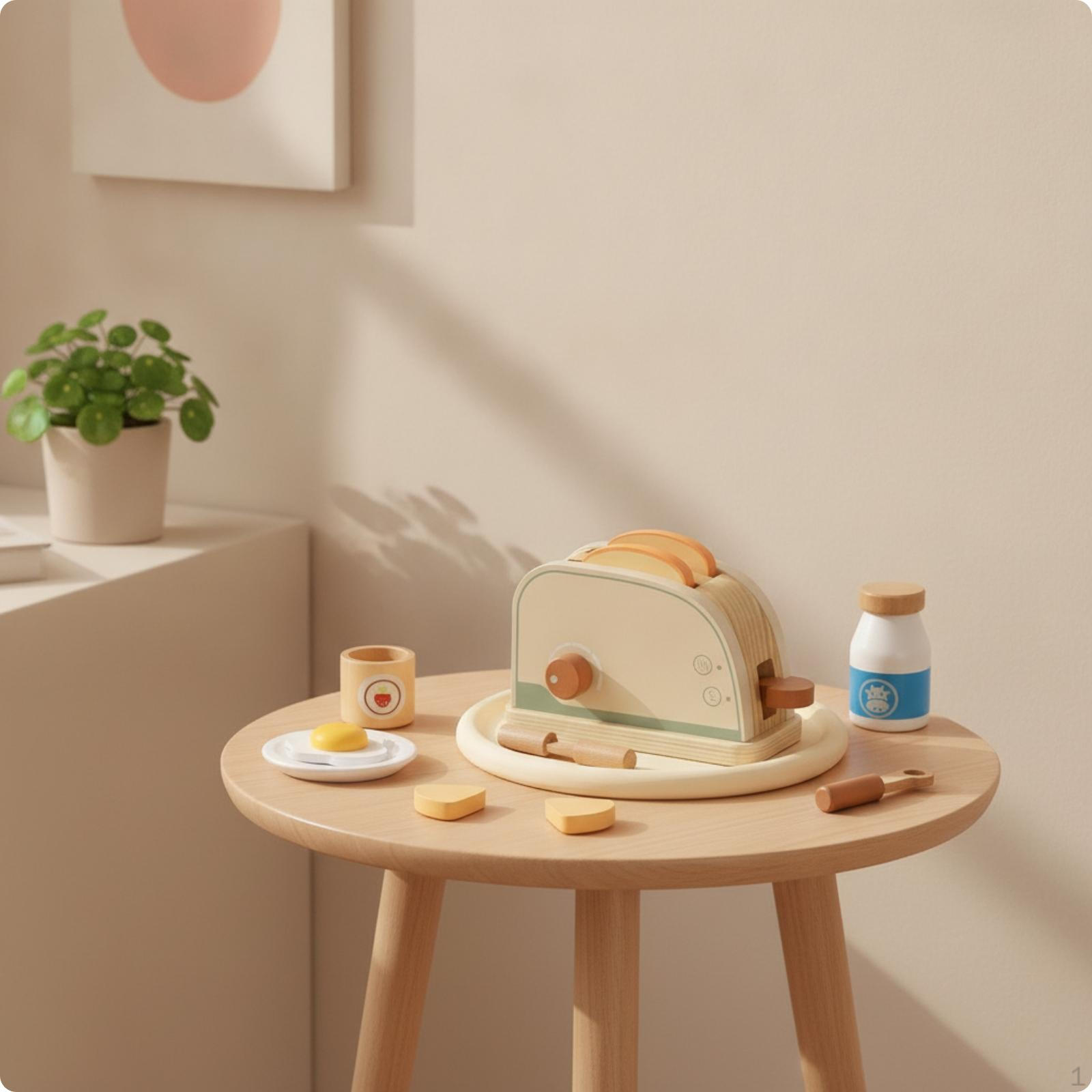Tabletop Culinary Play Set Pretend Wooden Kitchen Playset Compact Cooking with Utensils for