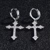 White Zircon Small Cross Earrings Tiny Exquisite Women Simple Micro Pave Full Diamond Stud Earrings