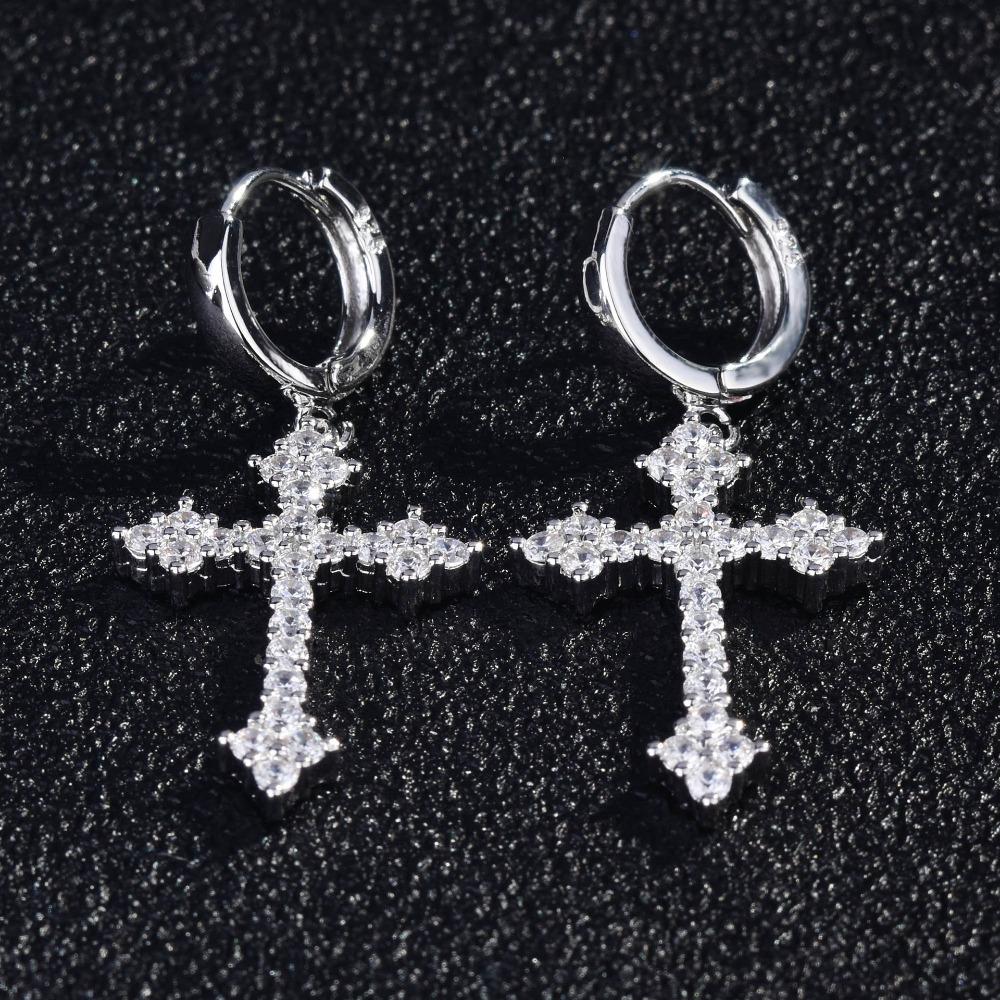 

White Zircon Small Cross Earrings Tiny Exquisite Women Simple Micro Pave Full Diamond Stud Earrings