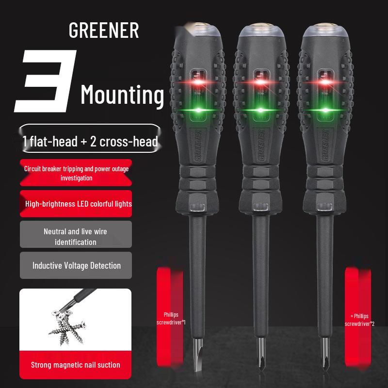 Green Forest Electrician Test Pen: Broken Wire Detector & High Torque Screwdriver
