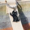 Breloczek Wisiorek Stop Cynku Czarny Kot Breloczek z Ostrym Kształtem Kot Urok Breloczek Biżuteria Akcesoria