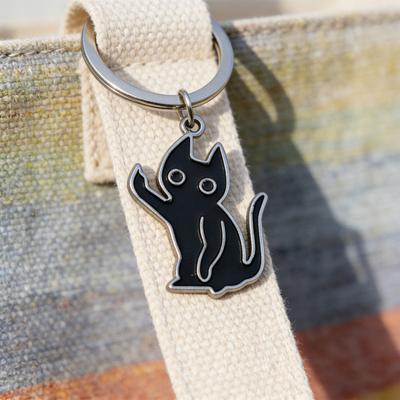 Pandantiv breloc Aliaj de zinc Breloc Pisică Neagră cu Siluetă Edgy Pandantiv Pisică Accesorii Bijuterii Breloc