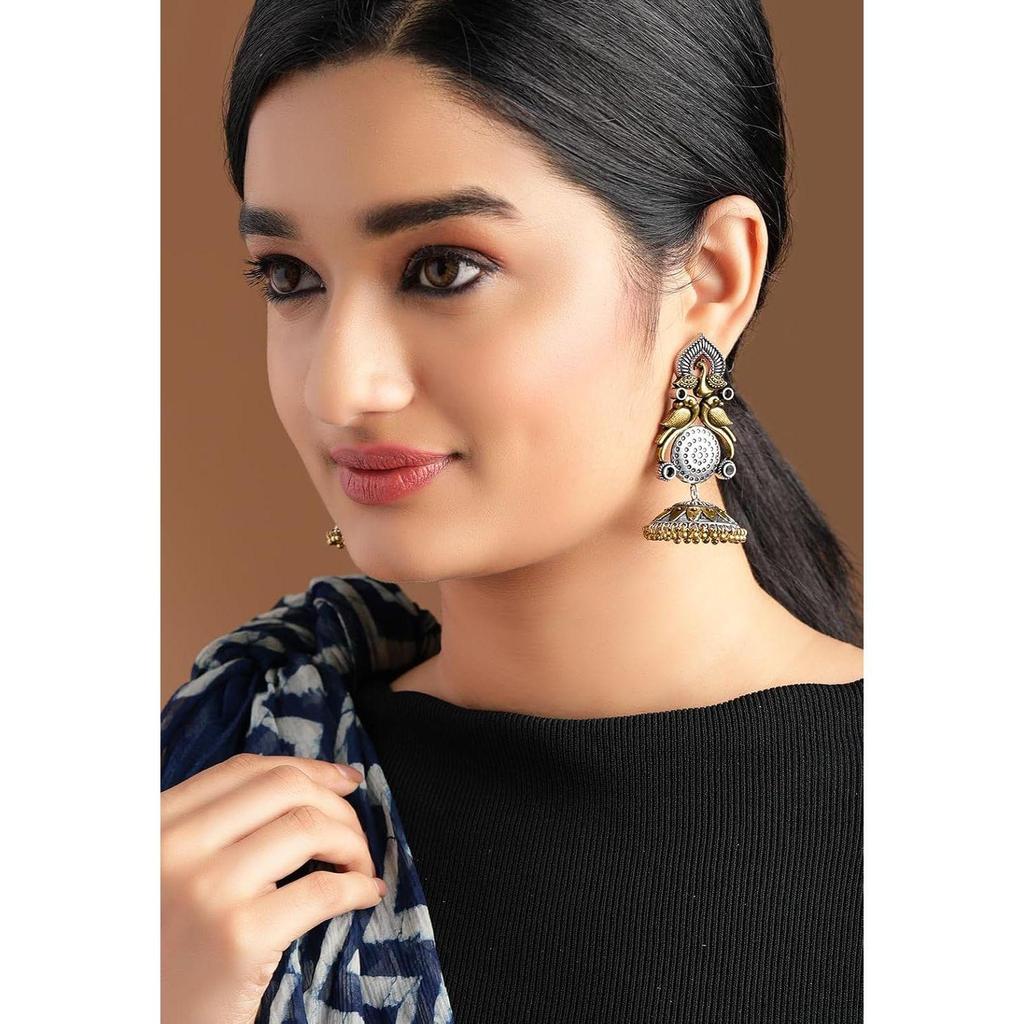 Oxidised Jhumka Earrings Stylish Boho Trendy Jewellery Gift for Women & Girls