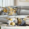Kurzes Plüschmaterial Kissenbezug Heimdeko Goldene Blätter Muster Für Stilvolle Kissenbezüge Muster Kissenbezug Geeignet Für Sofa
