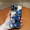 Blumenmuster blaue Rose Handyhülle geeignet für iPhone 17 16 15 14 13 12 11 Pro/Max/Plus transparente vier Ecken Anti-Drop-Rückabdeckung