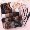 1109 Pieces of Fashionable and Simple Hair Ties and Hair Accessories Set, Fresh Style Hair Bands for Tying Hair, Suitable for Campus Wear, Ver