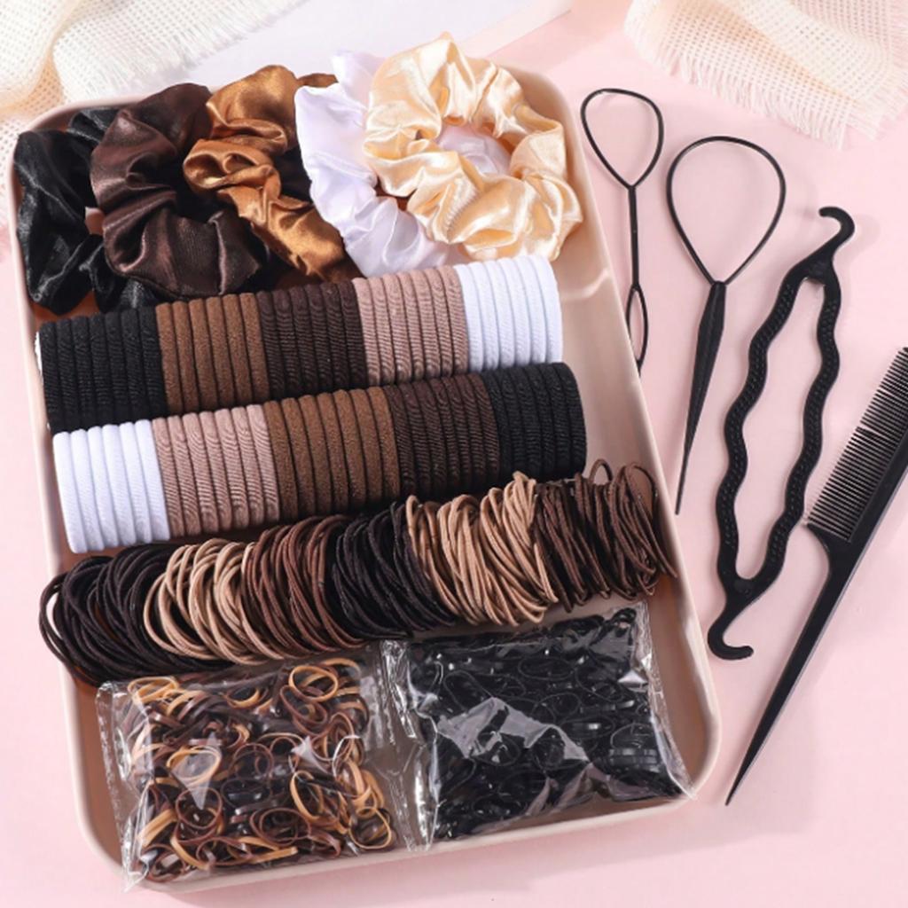 1109 Pieces of Fashionable and Simple Hair Ties and Hair Accessories Set, Fresh Style Hair Bands for Tying Hair, Suitable for Campus Wear, Ver