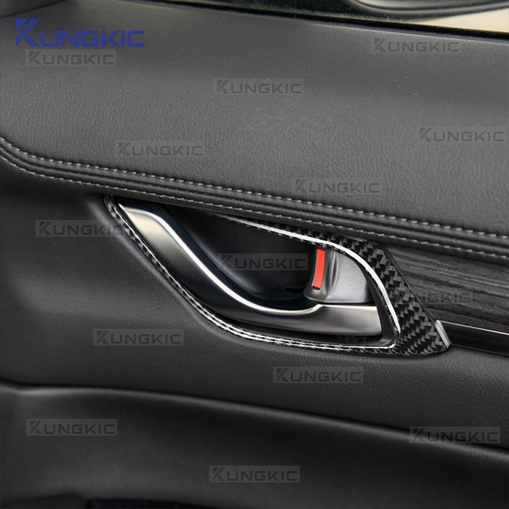 For Mazda CX-5 CX5 KF 2017-2019 2020 2021 2022 2023 2024 Real Soft Carbon Fiber Sticker LHD RHD Car Door Inner Handle Frame Trim