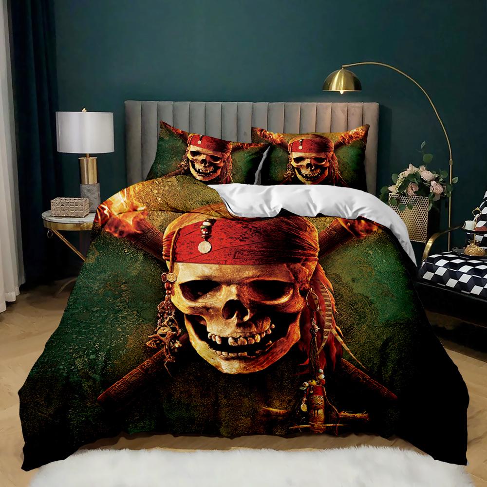 Horrible Skeleton Skull Duvet Cover - Halloween Gothic Horror Theme