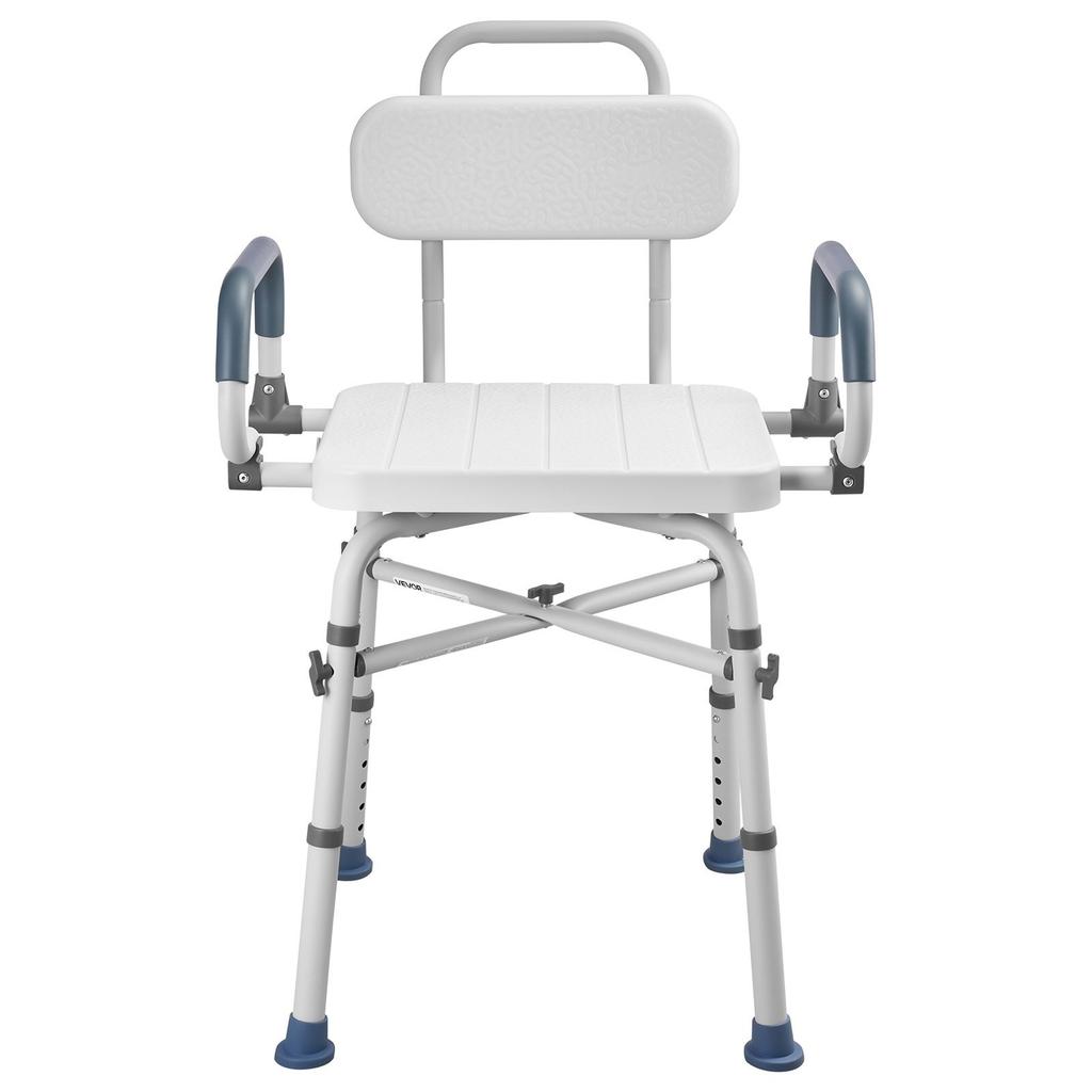 Swivel Shower Chair with Arms and Back, 227 kg Load Heavy Duty Bench Seat for Inside Shower Stall and Bathtub, Height Adjustable Bathroom Bath Tub