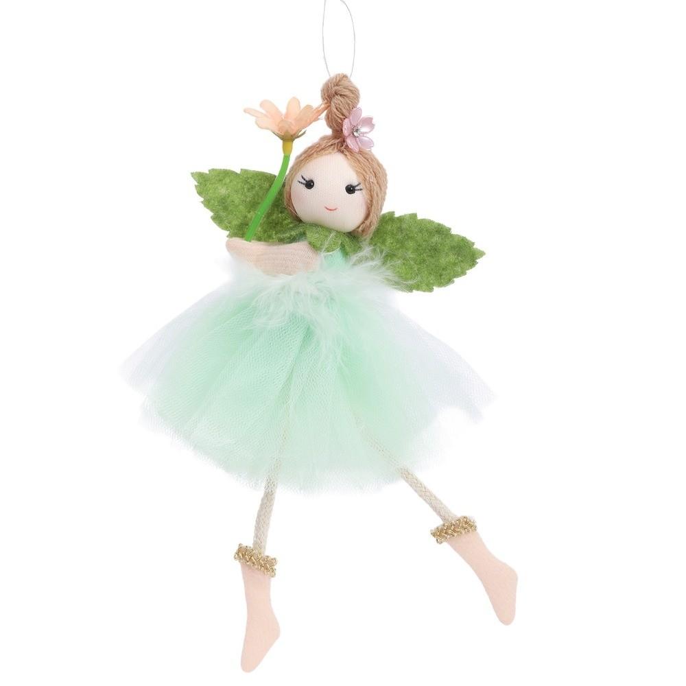 Cute Kid Gifts Long Legs Flower Fairy Mesh with Flower Skirt Easter Fairy Pendant Handmade Wing Girl Pendant Home Party