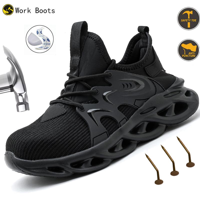 Work Sneakers Steel Toe Shoes Men Safety Shoes Puncture-Proof Boots Fashion Indestructible Footwear Security wear resistant