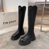Korean version but knee women's boots 2025 autumn new thick-soled boots velvet thin Internet celebrity knight boots