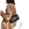 Women PU Vegan Leather Fashion Square Small Bag Ladies Pleated Quilted Metal Lock Flap Cover Long Chain Shoulder Crossbody Handbags