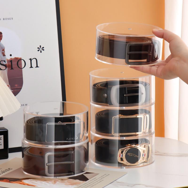 Drehbarer Mehrschichtiger Gürtel-Organizer Transparente Vitrine Für Damen-Gürtel Halsketten Schmuck Krawatten Und Fliege Aufbewahrungs-Halter