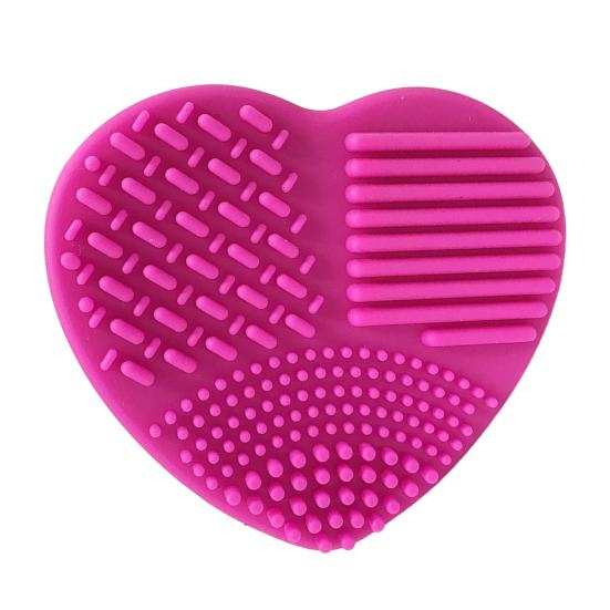 Silicone Sponge Makeup Brush Cleaner Portable Travel Heart Shape Foundation Brush Cleaning Mat Double Sided Cosmetic Brush Washing Pad