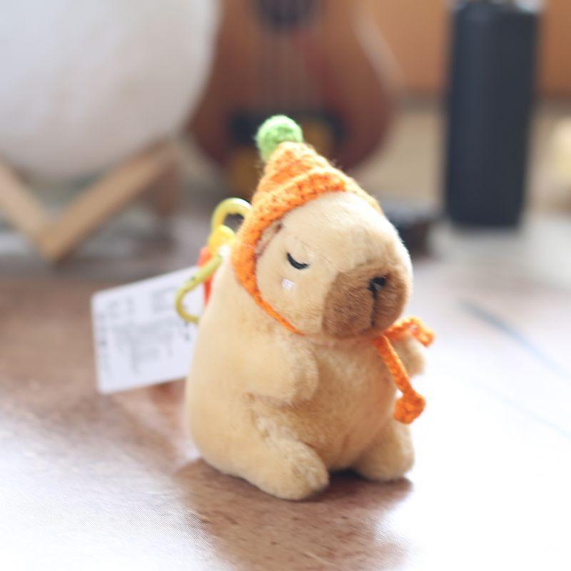 Capybara Pink Plush Keychain Toy With Watermelon Pattern Kid Collectors Doll