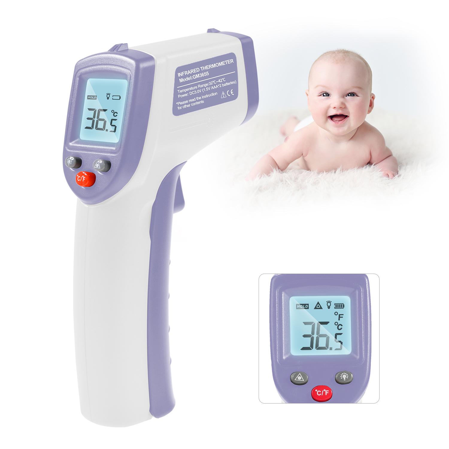 

Бесконтактный инфракрасный термометр 32 ~ 42 по Цельсию (89,6 ~ 107,6 по Фаренгейту) Датчик измерения температуры по Цельсию/по Фаренгейту, двойной режим White & Purple