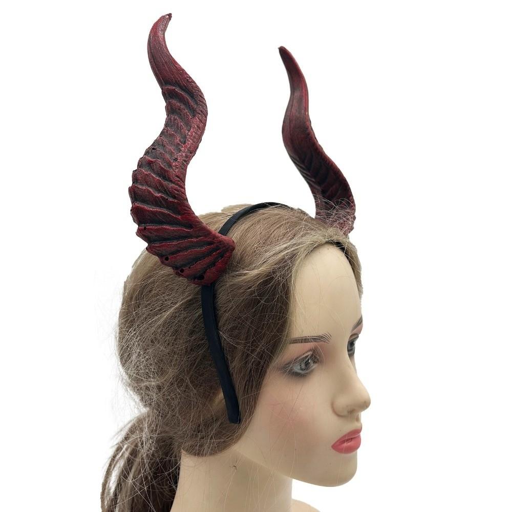 PU Cosplay Hairband Ox Horn Halloween Hair Hoop Halloween Horns Headband  Stage Performance Props