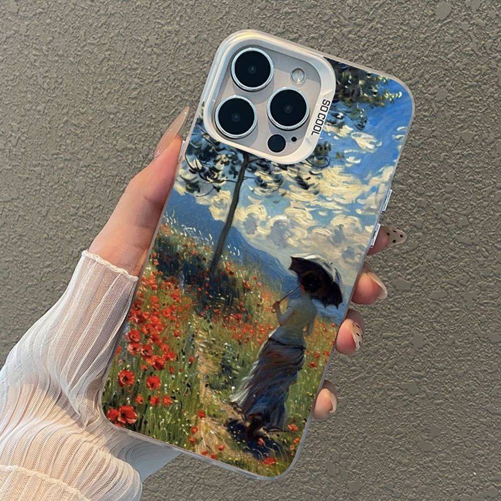 Claude Monet Impressionism Painter Silver Inside Phone Case For iPhone 17 16 15 14 11 12 13 Pro Max Plus X XR XS Max Colored