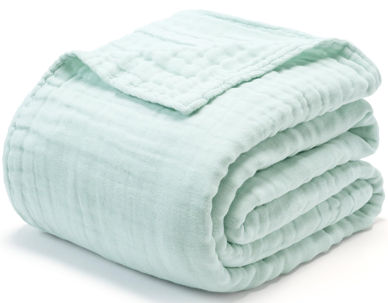 

AIFY Single Gauze Comfortable Light Green Blanket, 6-Layer, 100% Cotton, Fluffy, All-Season Quilt, Lightweight, Breathable, Breathable, Breathable,