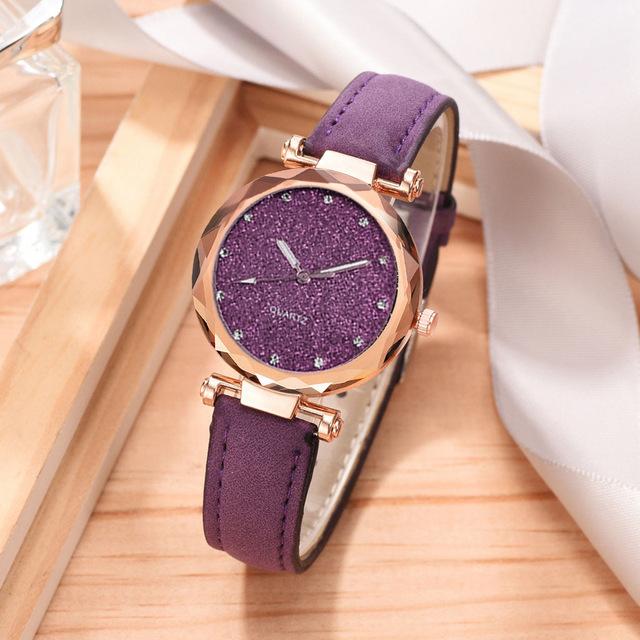 UTHAI BK99 Fashion Woman Watch Starry Sky Dial Matte Belt Luminous Quartz Watch Light Luxury Clock Gift Watches for Woman