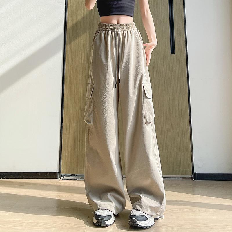 Overalls Women's Summer New High-waisted Loose Casual Parachute Wide-leg Pants Big Pocket Sweatpants